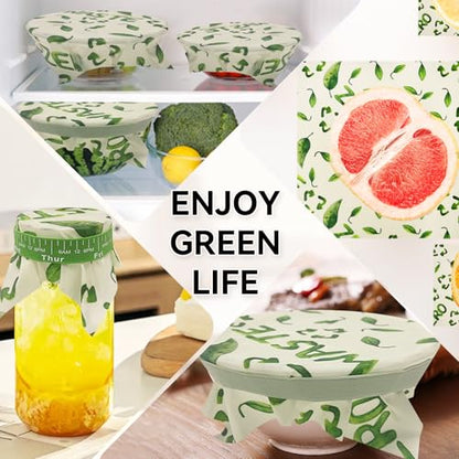 Reusable Beeswax Bowl Covers with Elastic Bands, 3 Sizes Washable Food Wraps for Bread Proofing, Lunch Packing, Cheese, Fruit, Vegetables and Leftovers
