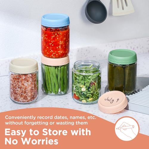 DRKIO 16 Oz Overnight Oats Containers with Lids - 6 Pack Glass Storage Jars with Airtight Lids Wide Mouth Mason Food Jars Great for Meal Prep Salad Chia Pudding Snacks Yogurt Sugar Spice Cereal - color: 16 Oz - 6 Colors