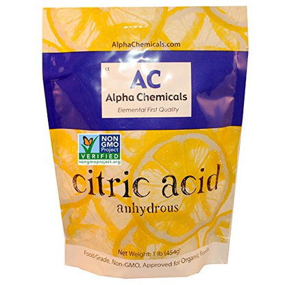 Alpha Chemicals Non-GMO Project Verified Citric Acid - 1 Pound – Organic - size: 1 Pound (Pack of 1)