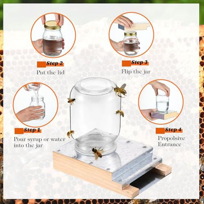 Colingmill 4 Pcs Light Wood Feeder for Hive Front Beehive Entrance Feeders Bee Watering Station Feeding Equipment Beekeeper Drinking Tool Beekeeping Equipment for Feeding Water or Sugar Syrup