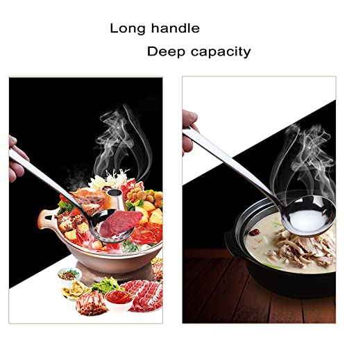 Metal Soup Ladle,18/8 Stainless Steel Ladle Spoon And Strainer Scoop Set Of 2 With Holes,Cooking Utensil For Kitchen - size: Without Hook