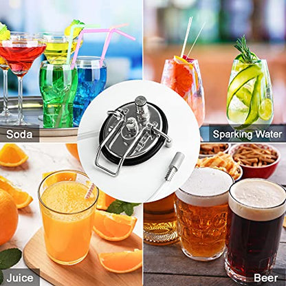 Corny Carbonation Keg Lid, Cornelius Soda Keg Lids for Quick Forced Carbonation, Ball Lock Keg Lid with Diffusion Stone, Pressure Relief Valve, Clamp and Tube for Homebrew Beer and Beverage