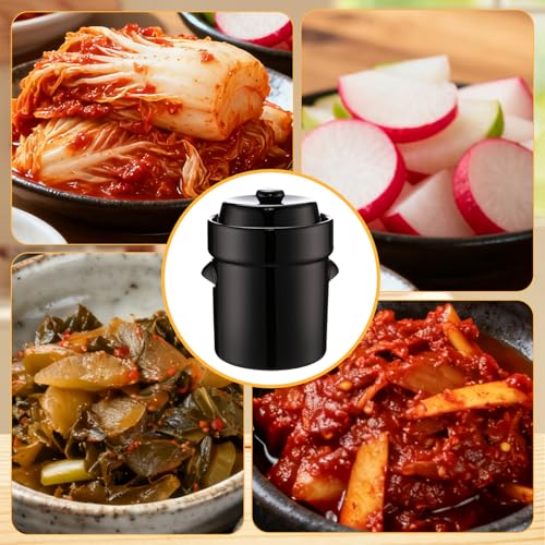 Nuenen 2 Set 1/2 Gallon Fermentation Crock Sauerkraut Crock with Lid Weights & Pounder Ceramic Fermenting Jar Brown Stoneware Pot for Fermenting Pickling Cabbage Sauerkraut Pickles Vegetables