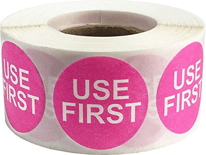 Dissolvable Use First Labels for Food Rotation Shelf Life Prep 1 Inch Round Circle Dots 500 Adhesive Stickers - size: 1" Circle