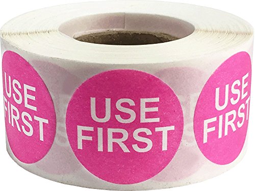 Dissolvable Use First Labels for Food Rotation Shelf Life Prep 1 Inch Round Circle Dots 500 Adhesive Stickers - size: 1" Circle