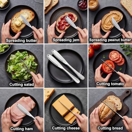 (2 pcs 3-in-1 Butter Spreader Knife - Stainless Steel Butter Knife for Butter & Cheese