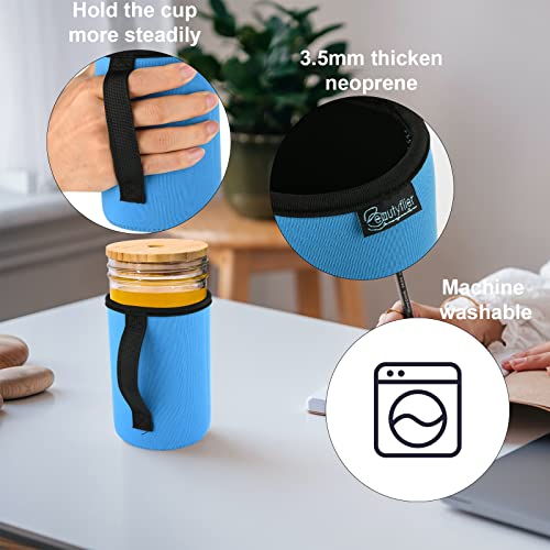 Beautyflier 24oz Mason Jars Drinking Glasses Neoprene Cover, Regular Mouth Mason Jar Neoprene Sleeve, 24oz Wide Mouth Mason Jars Insulators with Handle, Sleeve Only - color: 24OZ, 3COLOR