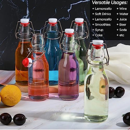ZEBEIYU 10 Pack Swing Top Glass Bottles 8.5 oz,Flip Top Beer Brewing Bottles for Kombucha, Homemade, Kefir, Water, Beverages, Soda, Oil, Vinegar, Fermentation,Limoncello - size: 8.5 oz