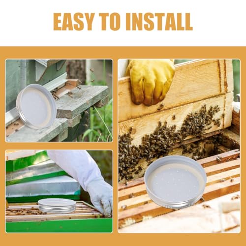 KALLORY 6Pcs Bee Watering Station and Beehive Entrance Feeder Set for Beekeepers, Outdoor Garden Water Feeder with Sturdy Caps, Watering Supplies for Traditional Hive Beekeeping