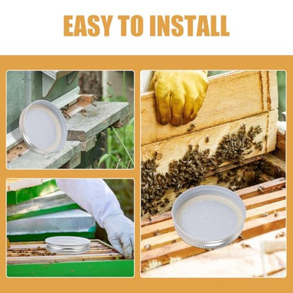 KALLORY 6Pcs Bee Watering Station and Beehive Entrance Feeder Set for Beekeepers, Outdoor Garden Water Feeder with Sturdy Caps, Watering Supplies for Traditional Hive Beekeeping