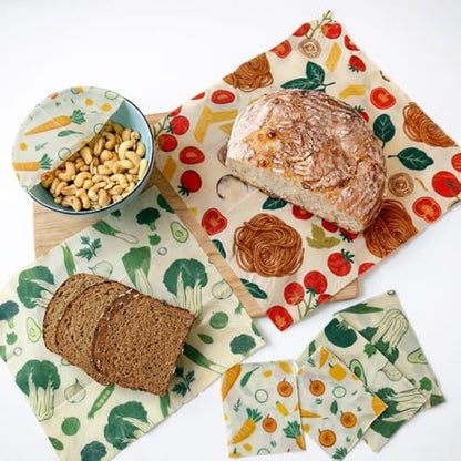 Truebee Reusable Beeswax Food Wraps 7-Pack Italia – Non Toxic, Plastic Free, Silicone Free, Sustainable, Environmentally Friendly, Organic Cotton Beeswax Wraps (S, M, L) - color: 7 Pack - Italia