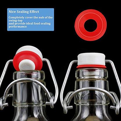 25 Pieces Silicone Rubber Grolsch Gaskets Washers Leak-proof Bottle Seals for Swing Flip Bottle Hat Shaped Swing Top Washers Seal Gasket Replacements for Home Brew Beer Soda Bottle Sealing Use