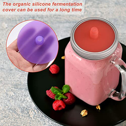 Yosoo Mason Jar Fermentation Lid, Silicone Sealed Fermentation Cover for 86mm Caliber, Ideal for Sauerkraut and Pickles (1) - color: #2-1
