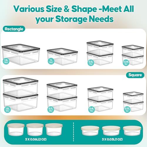 TOPCHASE 40 PCS Food Storage Containers with Lids Airtight (20 Containers & 20 Lids) - Plastic Food Containers for Kitchen Storage Reusable BPA-Free Leakproof Meal Prep Container with Labels & Pen - color: 20 Pack