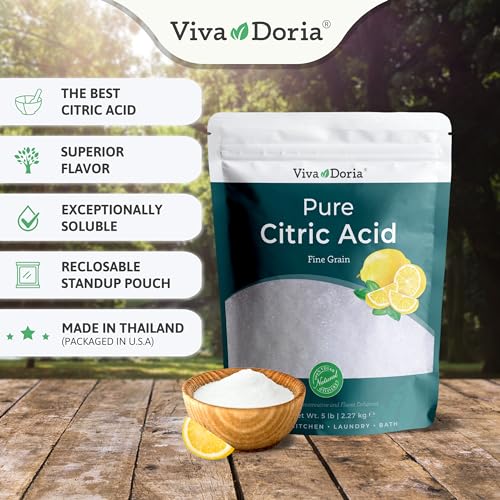 Viva Doria 100% Pure Citric Acid, Food Grade, Fine Grain, 5 Pounds (80 Ounces) - size: 5 Pound (Pack of 1)