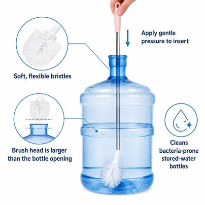 2 Pack Extra Long 5 Gallon Water Tank Cleaning Brush, Flexible Soft Bristle Carboy & Large Water Bottle Washer Brush, Multipurpose Deep Clean Bucket Brush for Large Water Containers