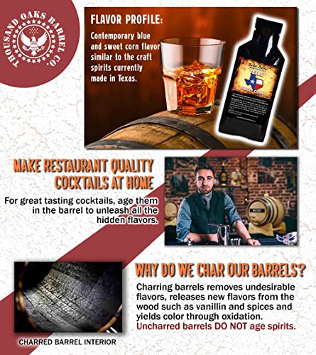 Texas Sweet Corn Whiskey Making Bootleg Kit w/Chalkboard & Book- Thousand Oaks Barrel Co. – Make & Age Spirits in an Oak Cask Keg Mini Barrel - Best Father’s Day Gift (5L)