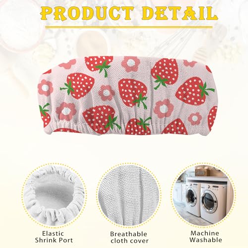 Cloth Covers for Sourdough Starter Jars, Red Strawberry Flower Heat Preservation to Increase Fermentation for Bread Sewn Cloth Cover for Sourdough Starter（5 Pack） - color: Red Strawberry Flower