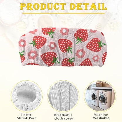 Cloth Covers for Sourdough Starter Jars, Red Strawberry Flower Heat Preservation to Increase Fermentation for Bread Sewn Cloth Cover for Sourdough Starter（5 Pack） - color: Red Strawberry Flower