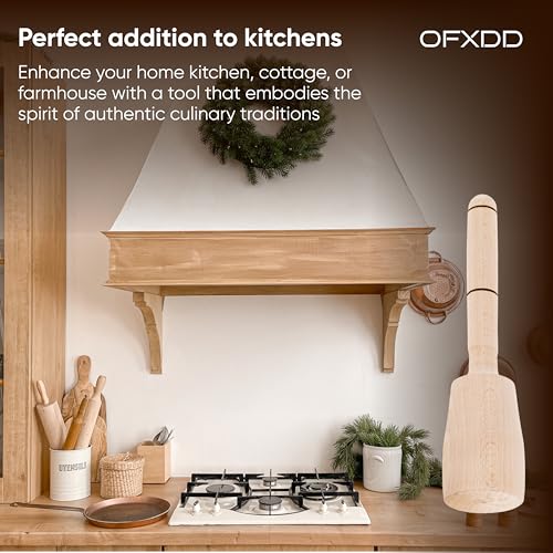 Wooden Potato Masher- Pack of 2 - Cabbage Tamper - Kitchen Wood Pounder for Mashed Potatoes - Vegetable Masher Tool