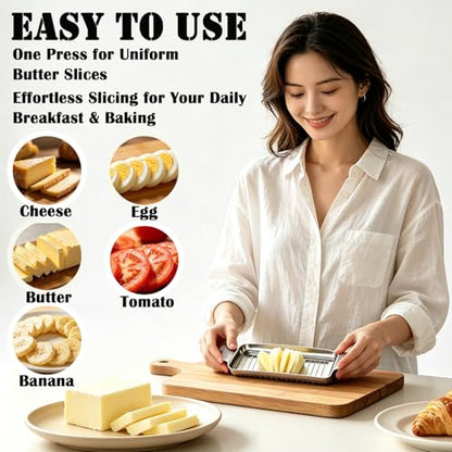 NOVANO Stainless Steel Cheese & Butter Slicer | Multipurpose Food Slicer, Ergonomic Handle Design, Uniform Slicing, Portable Grip