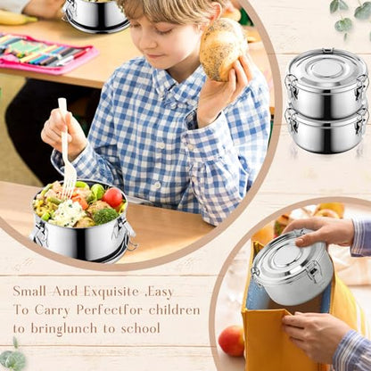 4 Pcs Stainless Steel Bento Box Bulk 22 oz Reusable 304 Stainless Steel Food Storage Containers with Lockable Clips to Leak Proof, Dishwasher Safe - size: 22 oz
