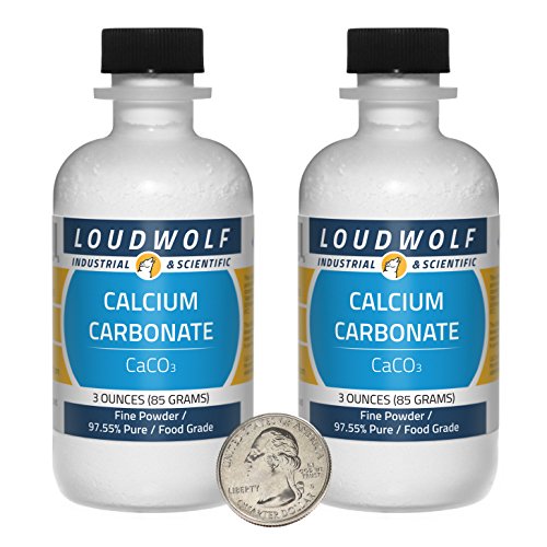 Calcium Carbonate / 6 Ounces / 2 Bottles / 97+% Pure Food Grade/Fine Powder/USA - size: 6 Ounces in 2 Bottles
