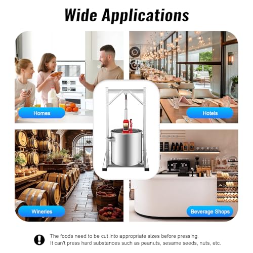 Fruit Wine Press, Stainless Steel Hydraulic Jack Press Extractor, 22L Stainless Steel Household Grape Fruit Juice Wine Making Equipment, Juice Making Machine for Rice Honey Vegetables Cheese Puree - size: 22L/5.81 Gal