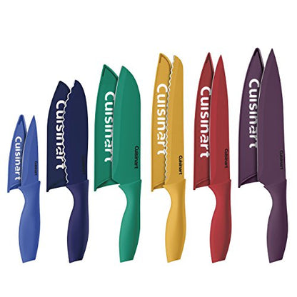 Cuisinart C55-12PCKSAM 12-Piece Ceramic Coated Stainless Steel Knives, Comes with 6-Blades and 6-Blade Guards, Color Coded to Reduce Risk of Cross Contamination, Jewel - color: Color: Multi-Color