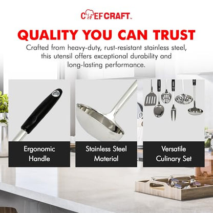 Chef Craft Select Ladle, 12 inch, Stainless Steel - size: 12 inch, style: Ladle