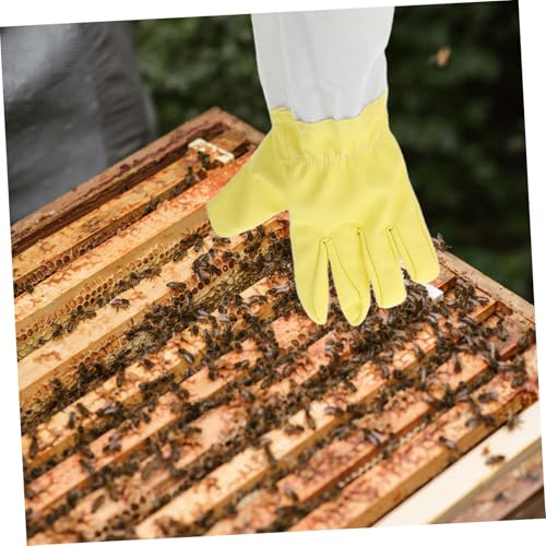 VICASKY Elastic Cuffs Beekeeping Gloves Long Sleeve Bee Keeper Safety Gear Leather and Canvas Multipurpose