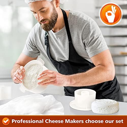 Grand Way Cheese Mold with a Follower and Cheesecloth – Cheese Making Kit – Cheesemaking Supplies – Cheese Set for Press – Reusable Cheesecloth – 100% Cotton Cloth for Straining – Paneer Maker - color: 2. Cheese Mold 2