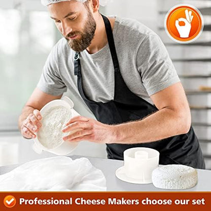 Grand Way Cheese Mold with a Follower and Cheesecloth – Cheese Making Kit – Cheesemaking Supplies – Cheese Set for Press – Reusable Cheesecloth – 100% Cotton Cloth for Straining – Paneer Maker - color: 2. Cheese Mold 2