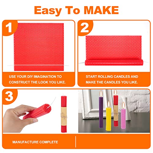Thleunei Beeswax Candle Making Kit for Kids - 24 Pack 10x8 Inch Beeswax Sheets Candles Making Kit Supplies - Perfect DIY Craft Gift for All Ages,Create Beautiful, All-Natural Candles at Home - color: 24 pack 10×8 in Beeswax Sheets