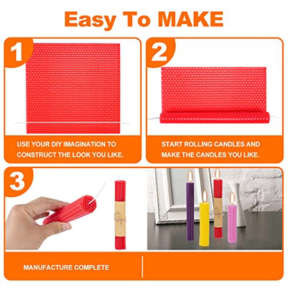 Thleunei Beeswax Candle Making Kit for Kids - 24 Pack 10x8 Inch Beeswax Sheets Candles Making Kit Supplies - Perfect DIY Craft Gift for All Ages,Create Beautiful, All-Natural Candles at Home - color: 24 pack 10×8 in Beeswax Sheets