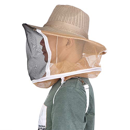 HERCHR Beekeeper Beekeeping Hat, Beekeeping Veil Hat with High Visibility Veil for Bee Keeping Supplies, Face Head Protector
