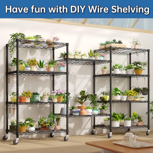 Wire Storage Shelves with Wheels: 5 Tier Adjustable Metal Shelving Unit, NSF Heavy Duty Kitchen Bakers Rack, Rolling Pantry Shelf Organizer for Closet, Laundry, Garage, 24" W x 18" D x 75" H - size: 24"W x 18"D x 75"H