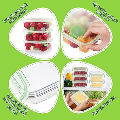 Uiifan 3 Pcs Sliced Cheese Container for Fridge, 22 oz Clear Airtight Slice Holder Container with Lids Plastic Box for Cheese Dessert Refrigerator Deli Food Storage