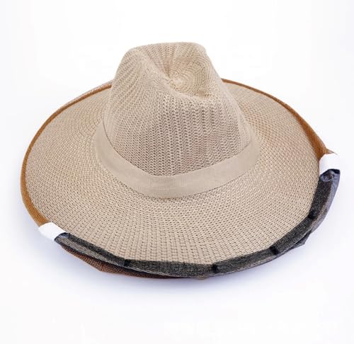 Beekeeper Cowboy Hat with Protective Bee Veil, Beekeeping Head Protection, Straw Style