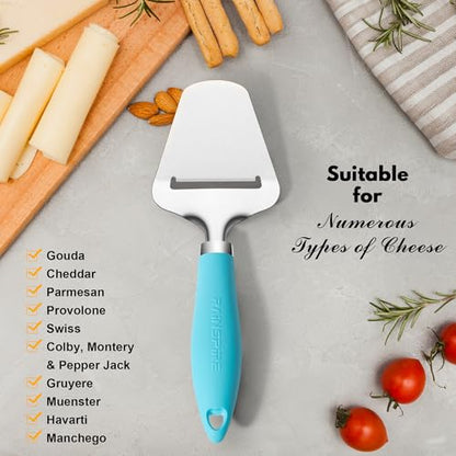 Rainspire Upgraded Non-Stick Cheese Slicers for Block Cheese Multi-Functional Cheese Cutter for Mozzarella, Cheddar, Gruyere Charcuterie Accessories Dishwasher Safe Kitchen Tools, Blue - color: Blue