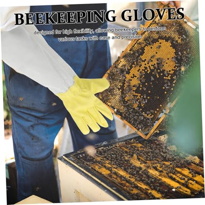 Toddmomy 1 Pair Heavy Duty PU Beekeeping Gloves with Long Sleeves for Gardeners Ventilated Beekeeper's Protective Gear with Elastic Cuffs Safety Gloves for Beekeeping and Outdoor Work