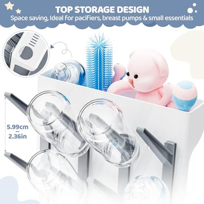 Dayacoco Baby Bottle Drying Rack, Space Saving Vertical Bottles Dryer Holder, Standing Bottle Drying Rack for Countertop Kitchen Organize Bottles, Brushes, Baby Accessories (Gray) - color: Gray