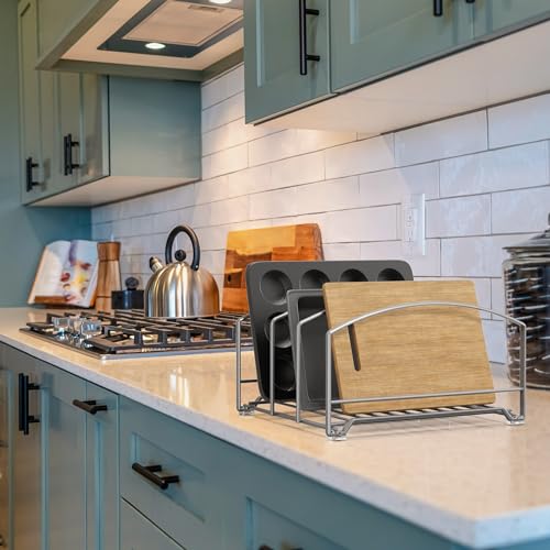 Deco Brothers Cookware Organizer Rack for Kitchen Cabinet, 3 Slot Holder, Silver - color: Silver
