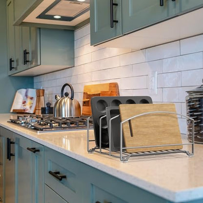 Deco Brothers Cookware Organizer Rack for Kitchen Cabinet, 3 Slot Holder, Silver - color: Silver