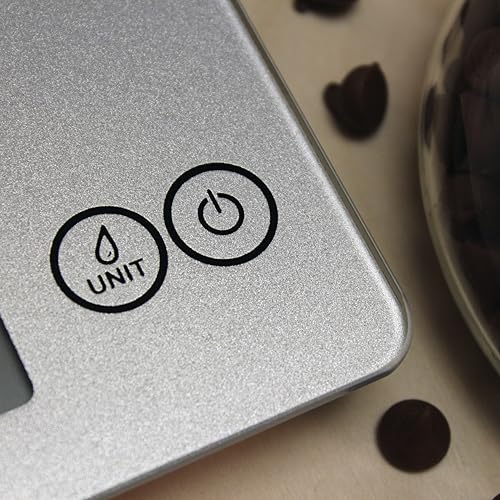 Escali Arti Glass Food Scale Digital Countertop Kitchen, Baking and Cooking Scale with Nutrition and Calorie Counter, 15-Pound Capacity, 9" x 6.5" x .75", Shiny Silver - color: Shiny Silver