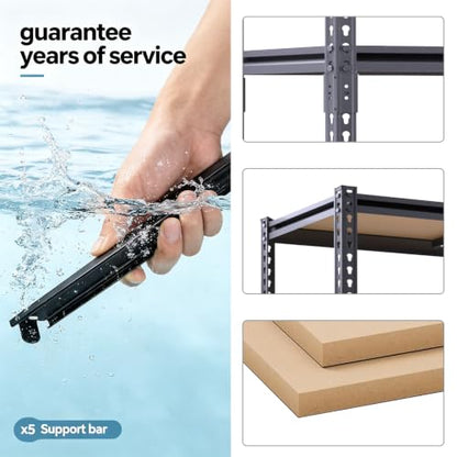 72" H Heavy Duty Garage Shelving, 2400LBS Capacity 5-Tier Storage Shelves,Adjustable Industrial Metal Garage Shelves for Basement Pantry Kitchen Warehouse, 16" D x 36" Wx72 H,Black - size: 16"D x 35.5"W x 72"H