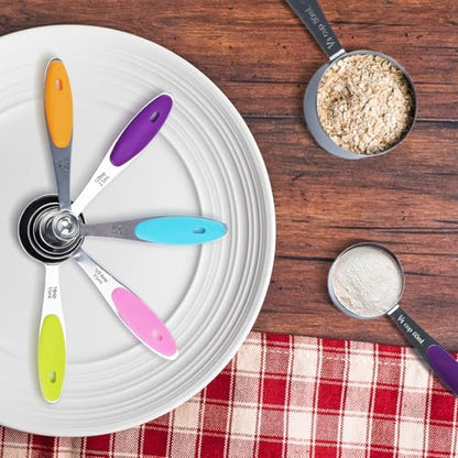 10 pcs Measuring Cups and Spoons Set, Stainless Steel Cups & Spoons for Dry or Liquid, Kitchen Collection Cooking and Baking