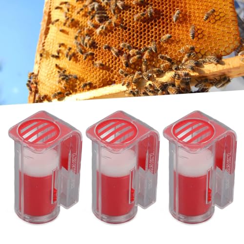 TOPINCN Queen Marking Kit Plastic Queen Bee Marking Cage Queen Marking Marker Bottle One Handed Bee Queen Marker Bottle Beekeeping Tools for Beekeepers(Red)