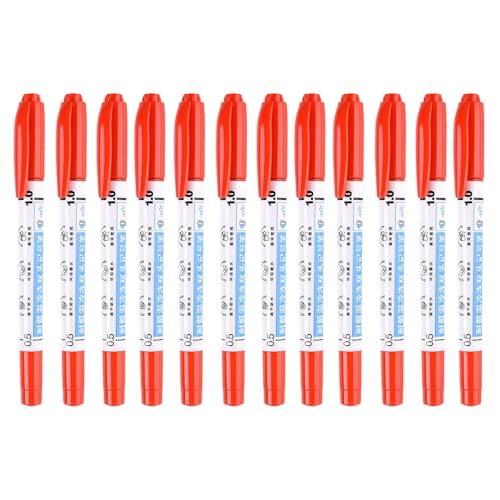 12Pcs Double Tip Permanent Markers Quick Drying Oil Based Markers Pen for Fridge Food Packaging and Warehouse Labeling