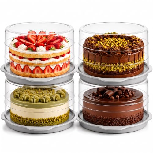 Evelots 4-Pack 12-Inch Airtight Cake Container with Lid - Portable Carrier for Pies, Cakes, Cupcakes & More - BPA-Free Clear Plastic - Secure & Easy Transport - size: 4-Pack, style: Cake Container